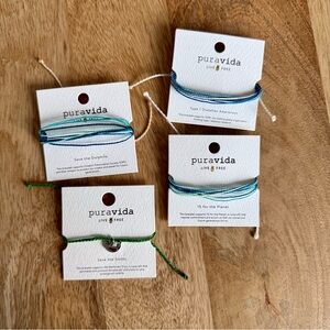 Pura Vida Blue & Green Mixed Strand Bracelet Set